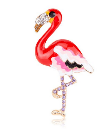 broche flamant rose rouge