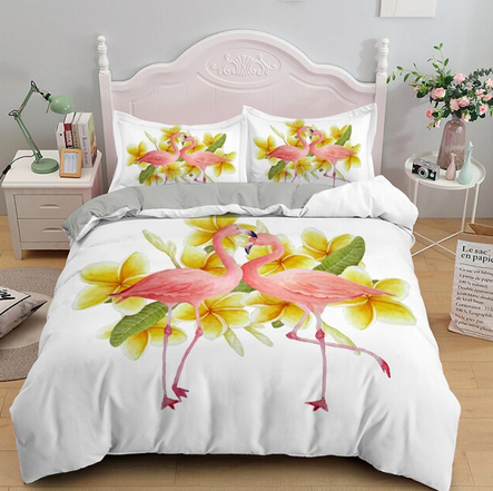 parure de couette flamant rose