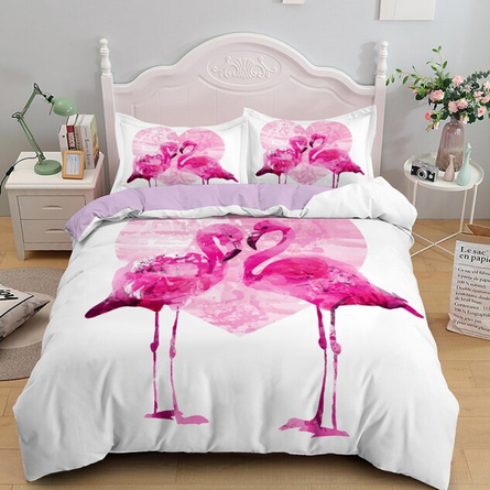 housse de couette flamant rose message amour